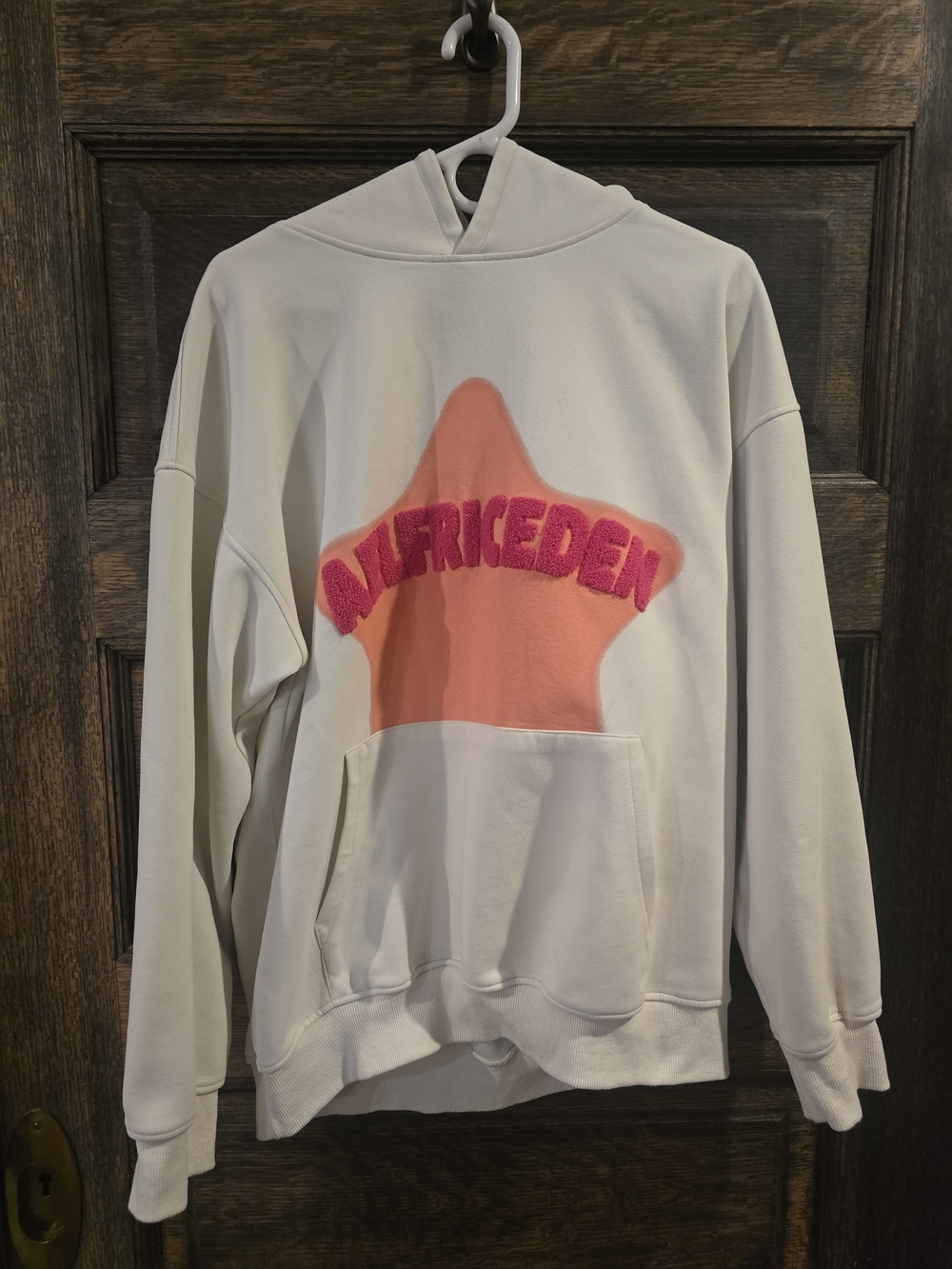 Aelfric Eden Cream Hoodie with Pink Star Logo